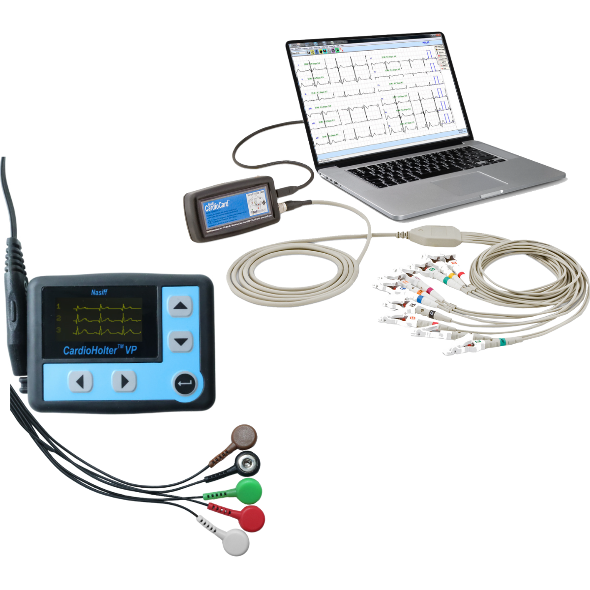 Nasiff CardioCard MiniSuite System - Resting ECG & Holter Combo CardioResting™ ECG and CardioHolter (Bluetooth Available) EMR Connectivity