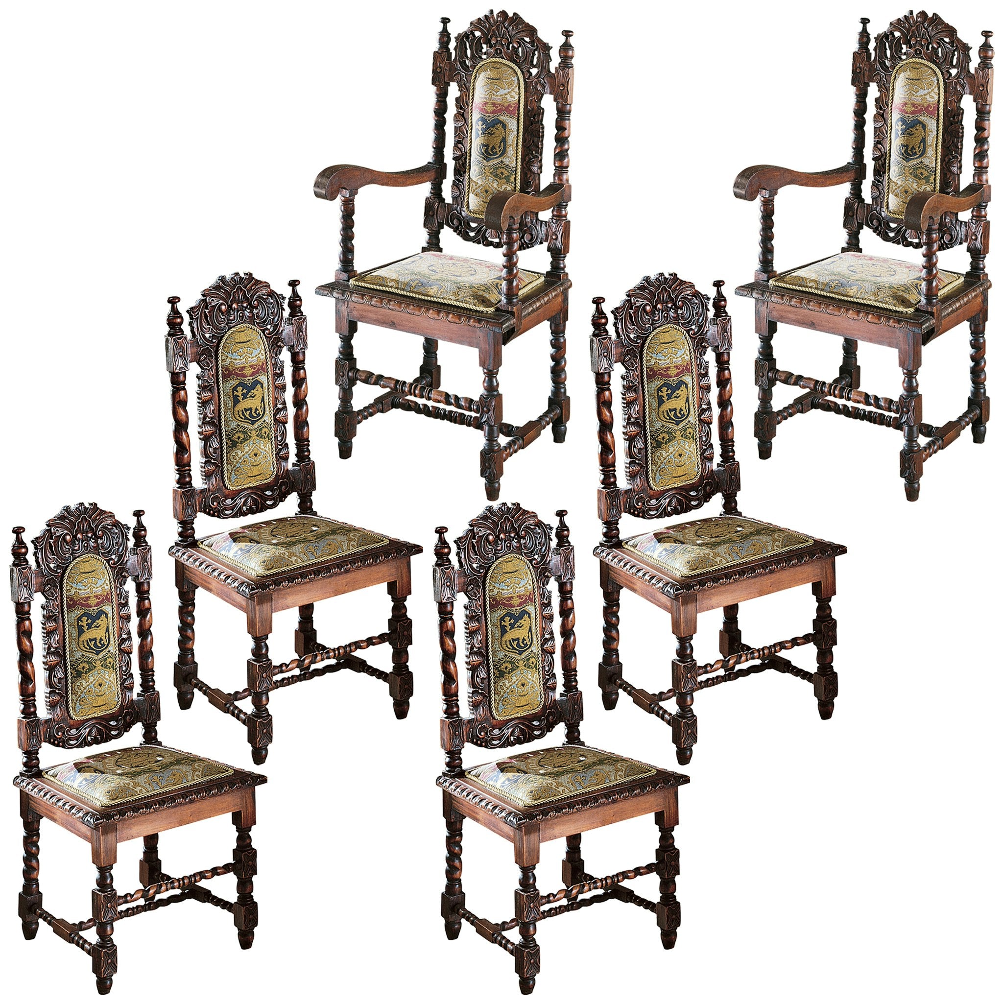 Design Toscano - Charles II Chairs: Set of Four Side Chairs and Two Armchairs - AF99119