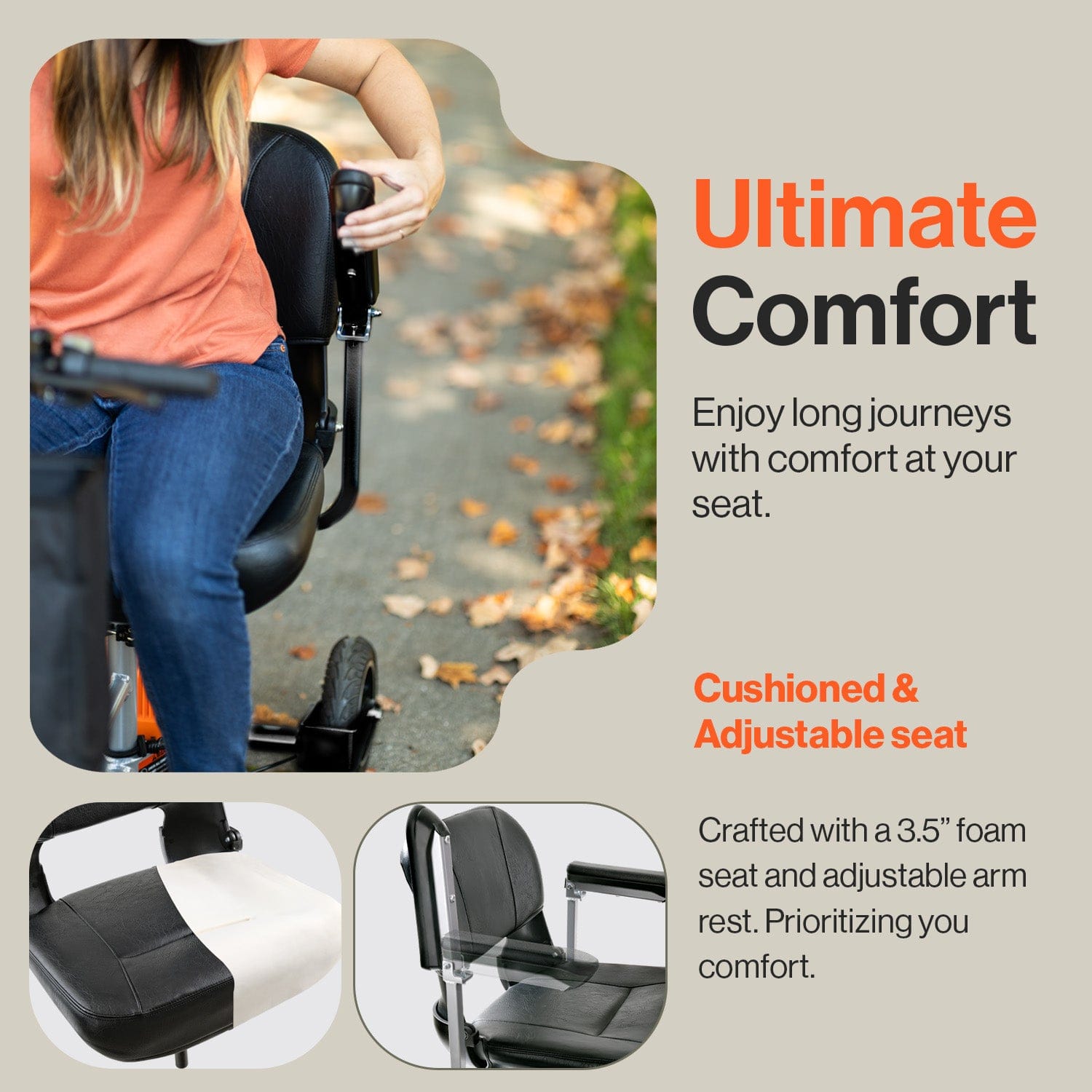 SuperHandy Passport Plus Mobility Scooter - 48V 2Ah Battery, 330Lb Max Weight - GUT140