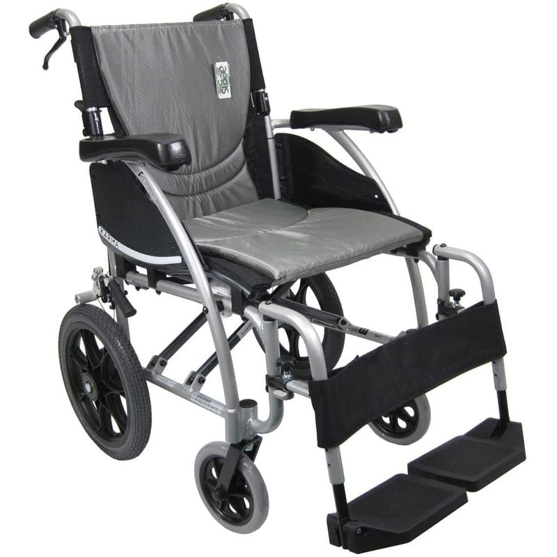 Karman S-Ergo 115 ultra lightweight  Folding Transport Wheelchair with Companion Brakes - S-115WB18SS-TP