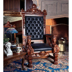 Design Toscano - The Fitzjames Hand-Carved Solid Mahogany Throne Chair - AF1204