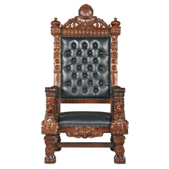 Design Toscano - The Fitzjames Hand-Carved Solid Mahogany Throne Chair - AF1204