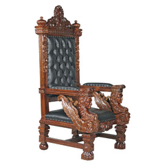 Design Toscano - The Fitzjames Hand-Carved Solid Mahogany Throne Chair - AF1204