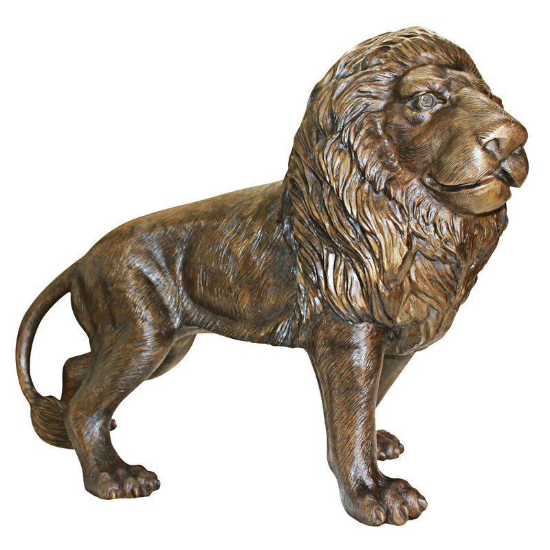 Design Toscano - Guardian Lion Cast Bronze Garden Statue: Right Foot Forward - AS221552