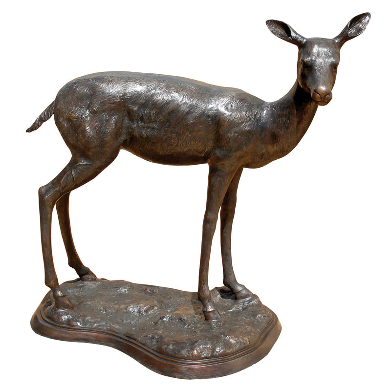 Design Toscano - Standing Mother Doe Deer Cast Bronze Garden Statue - AS223681