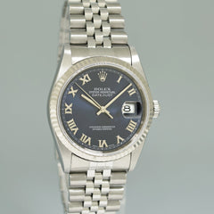 2005 MINT Rolex DateJust 16234 Blue Roman Jubilee White Gold Fluted Watch Box