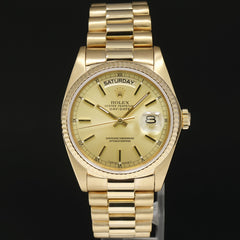 MINT Rolex President Day-Date Champagne 18038 Quickset Yellow Gold Watch Box