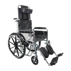 Karman Healthcare Folding Reclining Wheelchair with Removable Armrest and Elevating Legrest