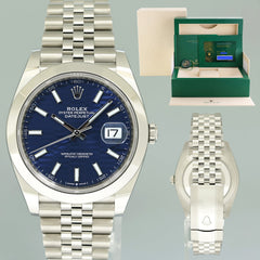 2024 NEW PAPERS Rolex DateJust 41 Blue Motif Motif Jubilee 126300 Watch Box