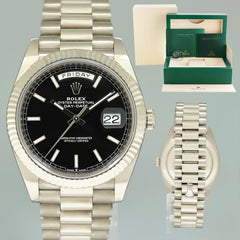 2023 NEW Rolex Day Date 40 White Gold President Black Stick 228239 Watch Box