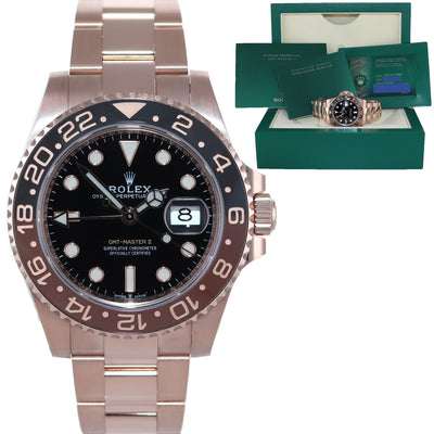 2023 NEW PAPERS Rolex GMT Master Rose Gold Ceramic Root Beer 126715 Watch Box