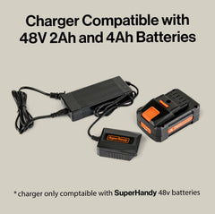 SuperHandy 48V 2Ah Battery with Charger, Fast Charging, Impact-Resistant Case – Compatible with Mobility Scooters, Augers, and More - GUT174-FBA